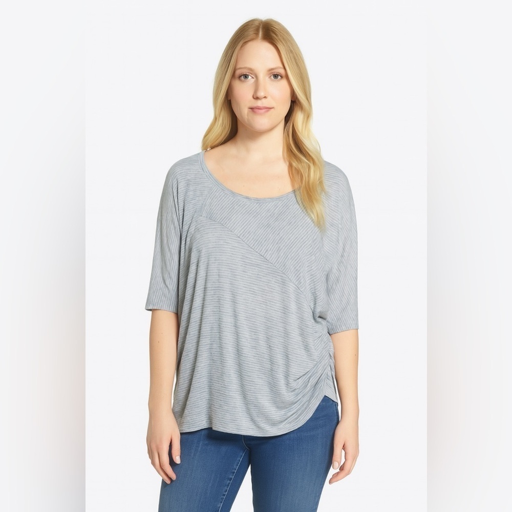 Lane Bryant Gray and White Striped Blouse Size 22/24